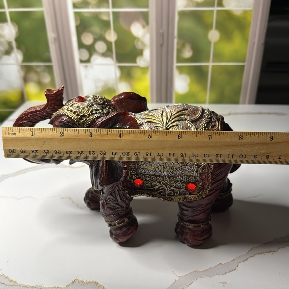 Decorative Elephant Figurine with Gold Accents - Picture 17 of 17